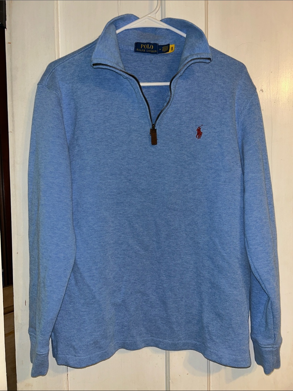 Polo by Ralph Lauren Light Blue Quarter-Zip Pullover with Red Pony